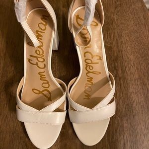 White Leather Ankle Strap Heels